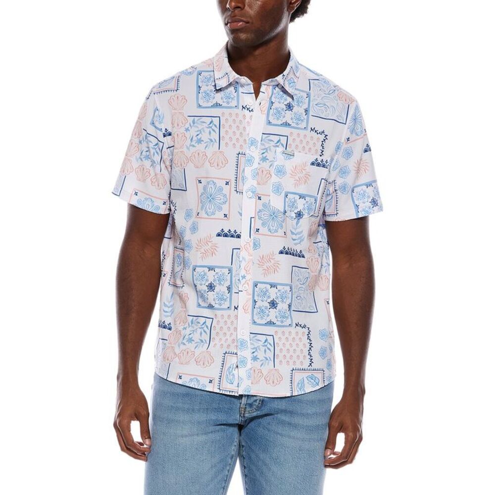 Vintage Summer Mens  Seersucker Shirt, White